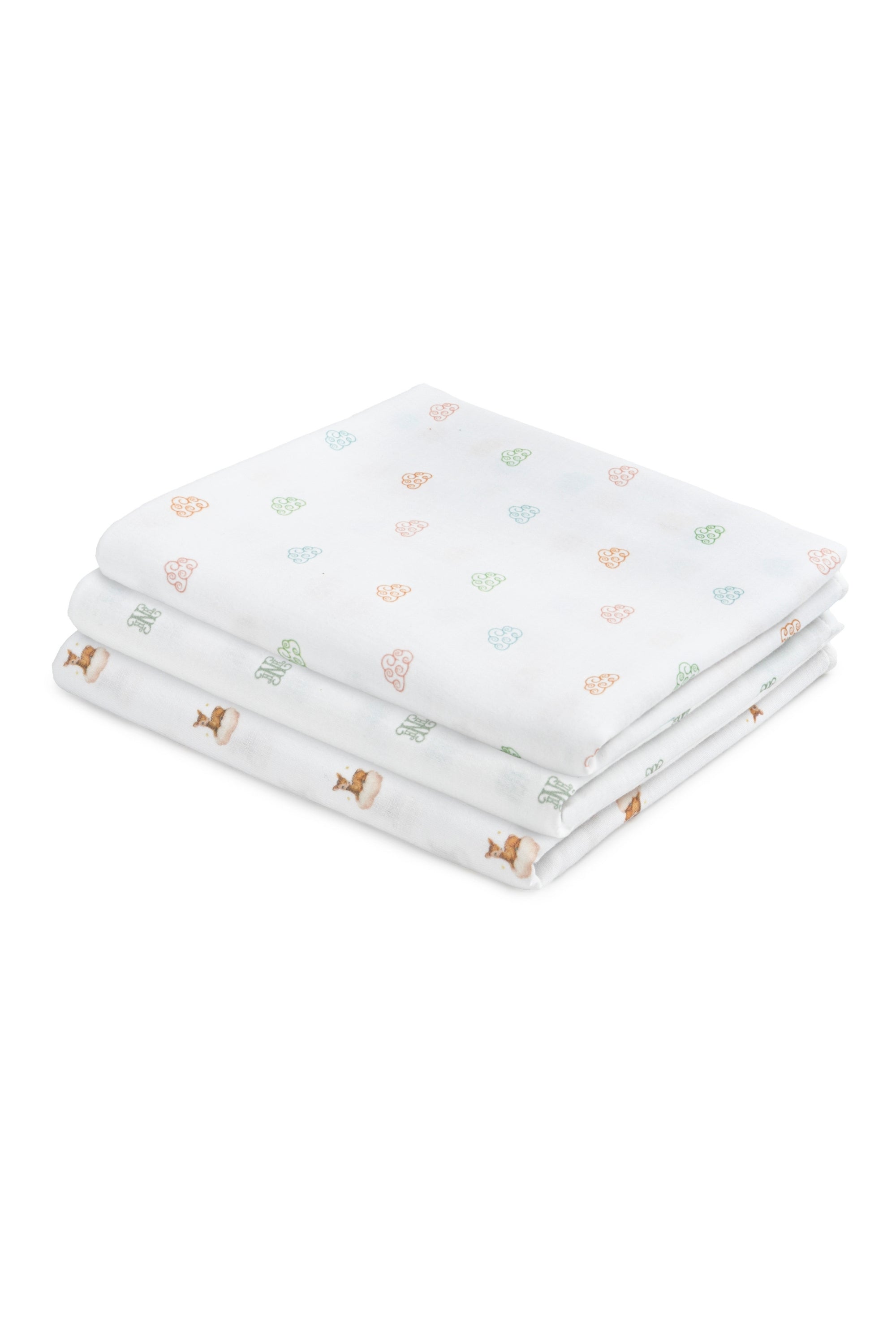 3-Piece Muslin Blanket Set (Monogram, Cloud, Deer)