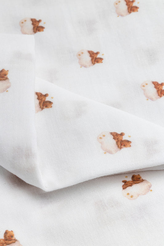 Muslin Teddy Print Blanket