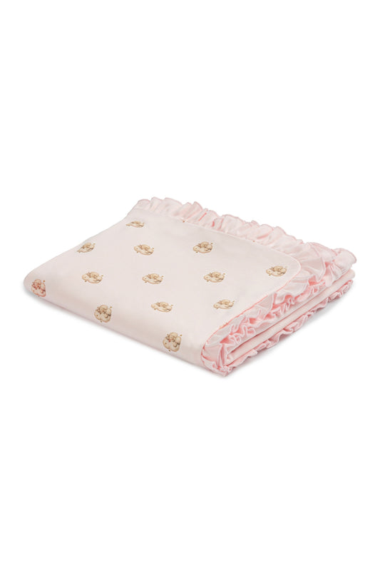 Ruffled Sheep Print Baby Blanket