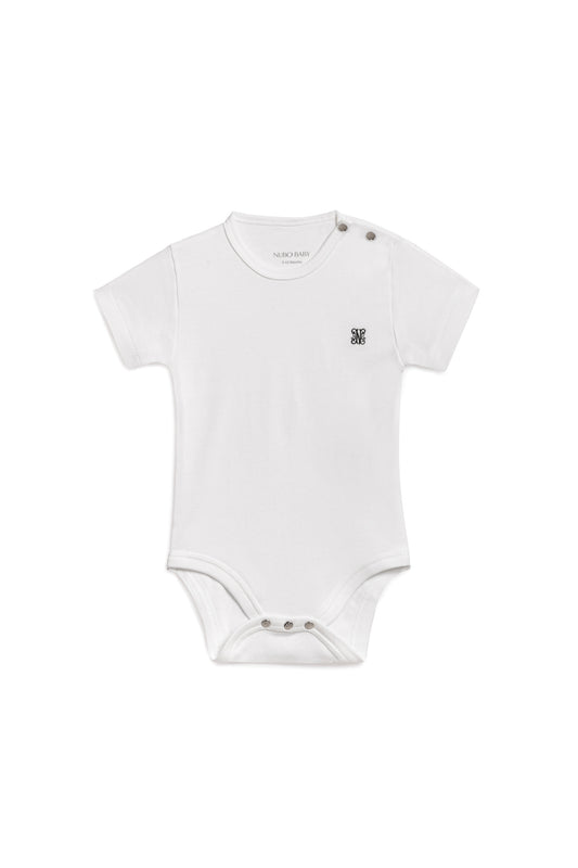 Short-Sleeved Monogram Embroidered Bodysuit