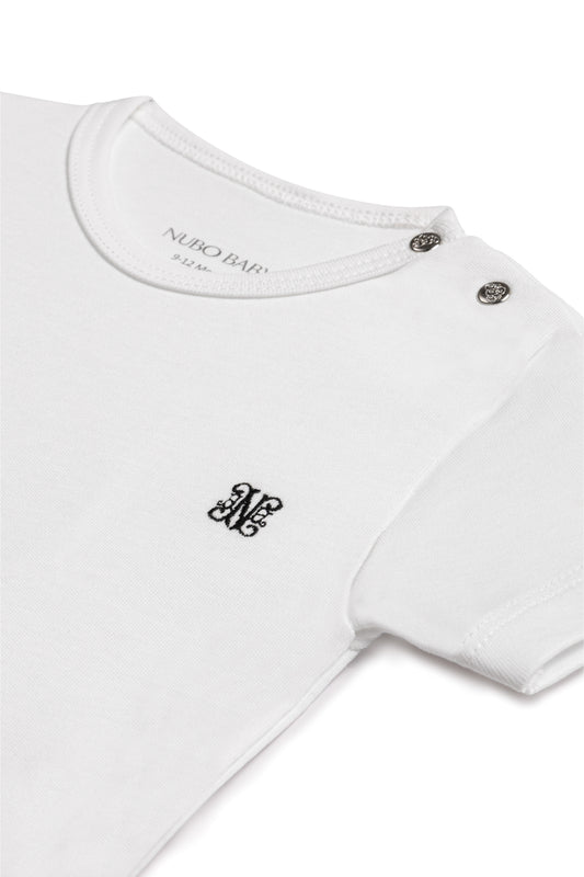 Short-Sleeved Monogram Embroidered Bodysuit